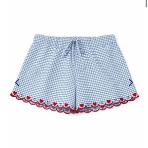 NWT Erica Wilson Blue Gingham Scallop Hem Shorts